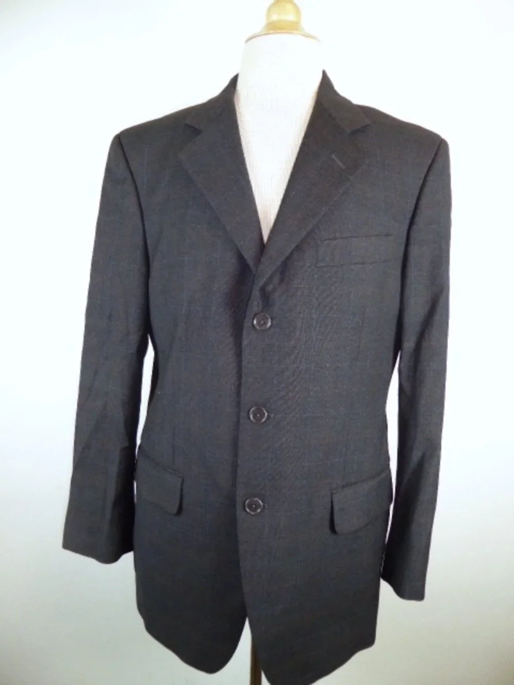 L'OUMO loro piana gray windowpane box plaid blazer jacket 40 i50